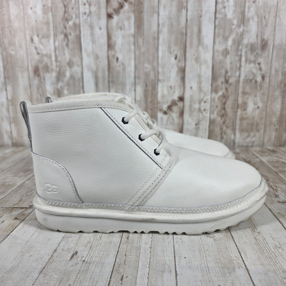 UGG Neumel White Leather Lace Up‎ Ankle Boots 1136847K Womens 6
